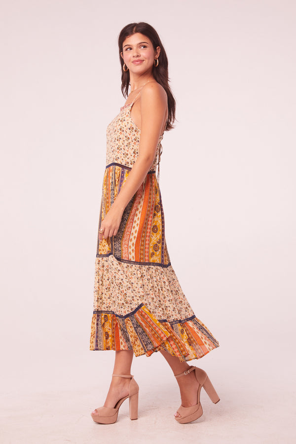 Anaise Mixed Print Tiered Maxi Dress - band of the free