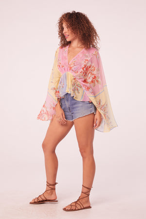 Carter Multi Patchwork Batwing Top