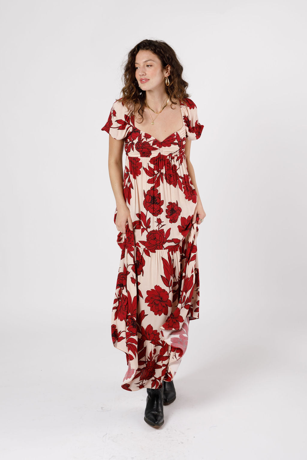 garnet maxi dress The Lucetta Dress in Garnet Baroque Floral 0 / Garnet Baroque Floral