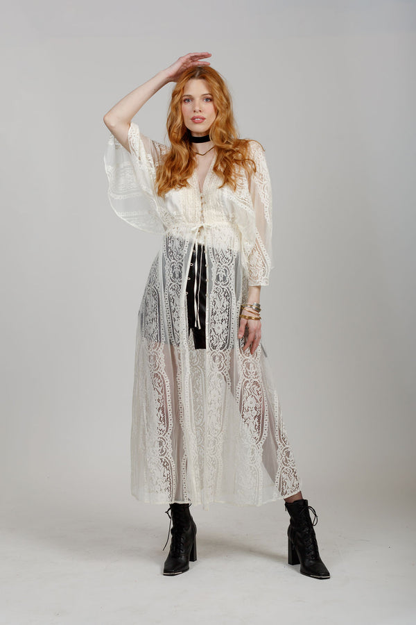 Cynthia Ivory Lace Duster