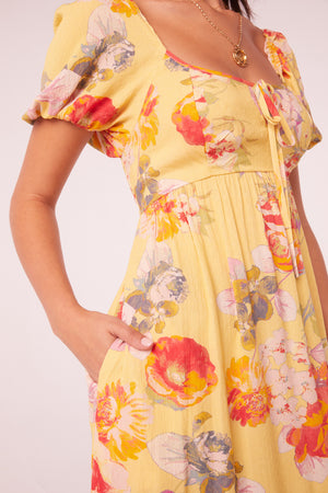 Dayflower Yellow Floral Empire Waist Maxi Dress
