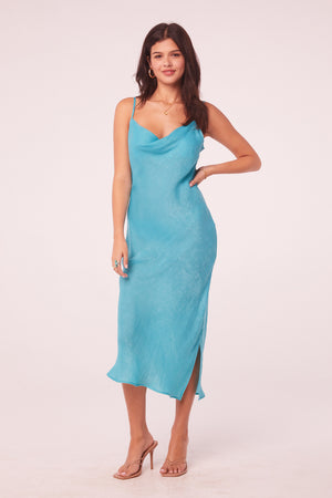 Delta Turquoise Satiny Slip Dress