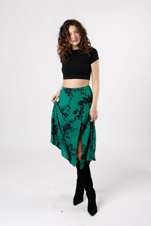 Etta Emerald Floral Midi Skirt