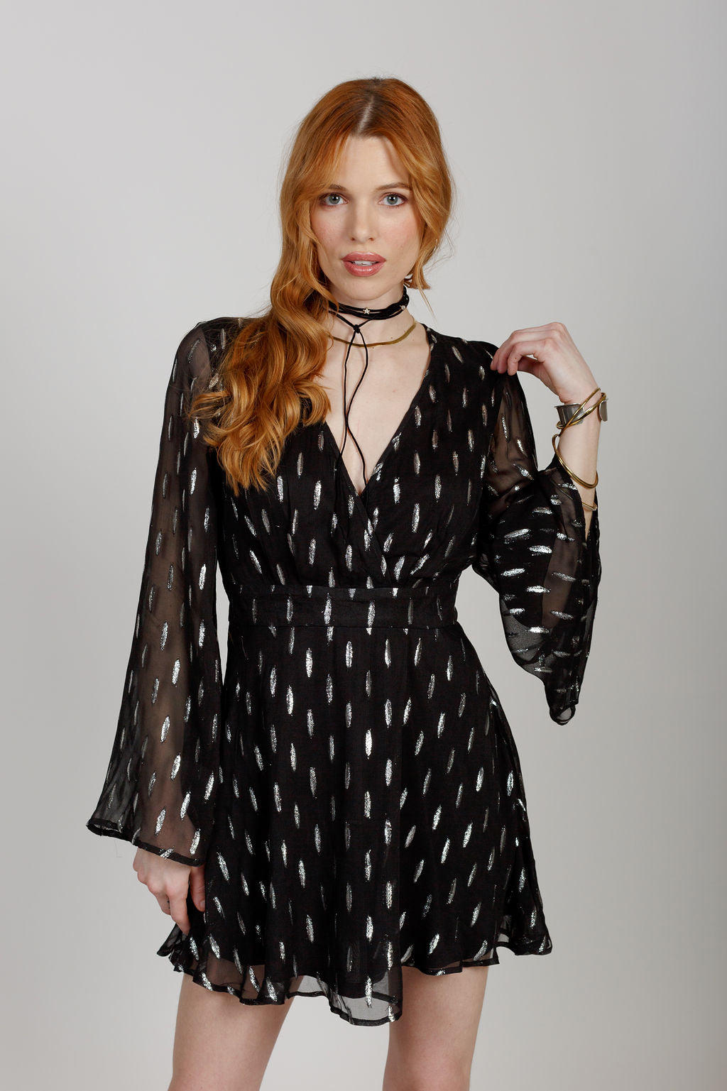 Evette Black Shimmer Mini Dress - band of the free Evette Black Shimmer Mini Dress - band of the free