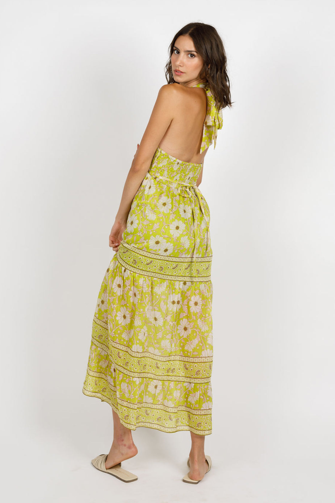 Keahi Lime Floral Halter Maxi Dress Keahi Lime Floral Halter Maxi Dress