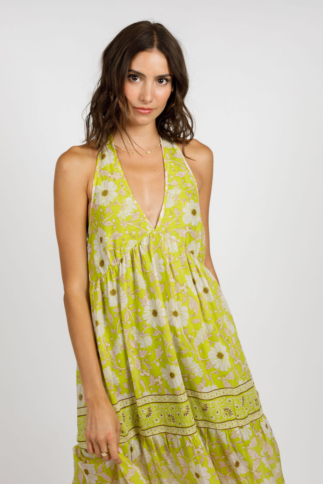 Keahi Lime Floral Halter Maxi Dress - band of the free Keahi Lime Floral Halter Maxi Dress - band of the free