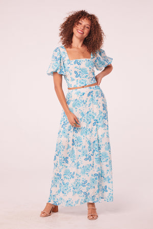 Lemnos Turquoise Floral Maxi Skirt