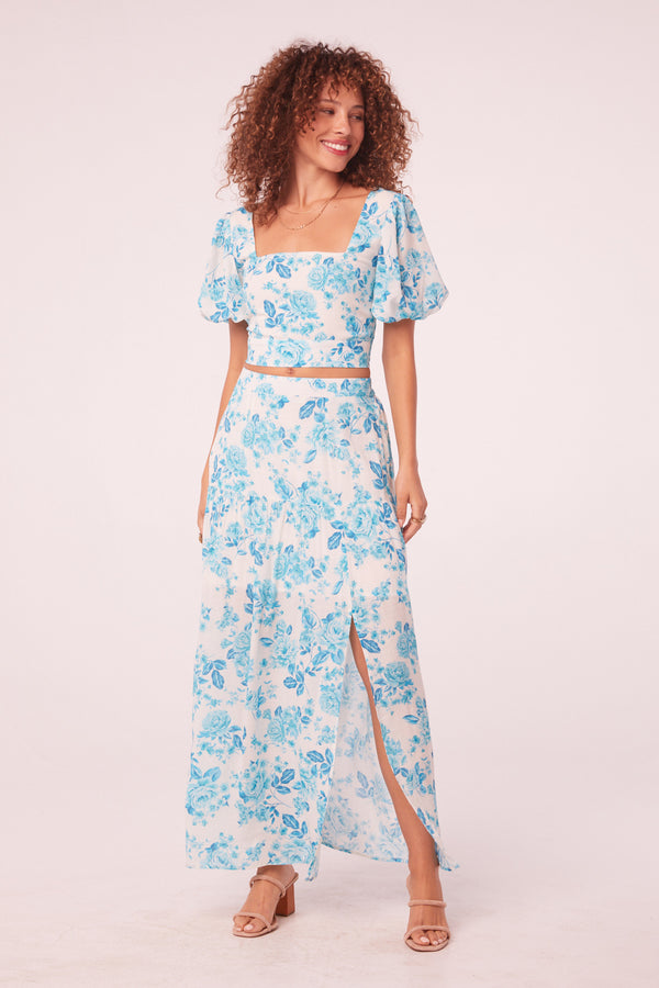 Lemnos Turquoise Floral Maxi Skirt
