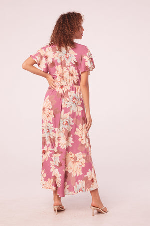 Liza Mauve Floral Wrap Maxi Dress