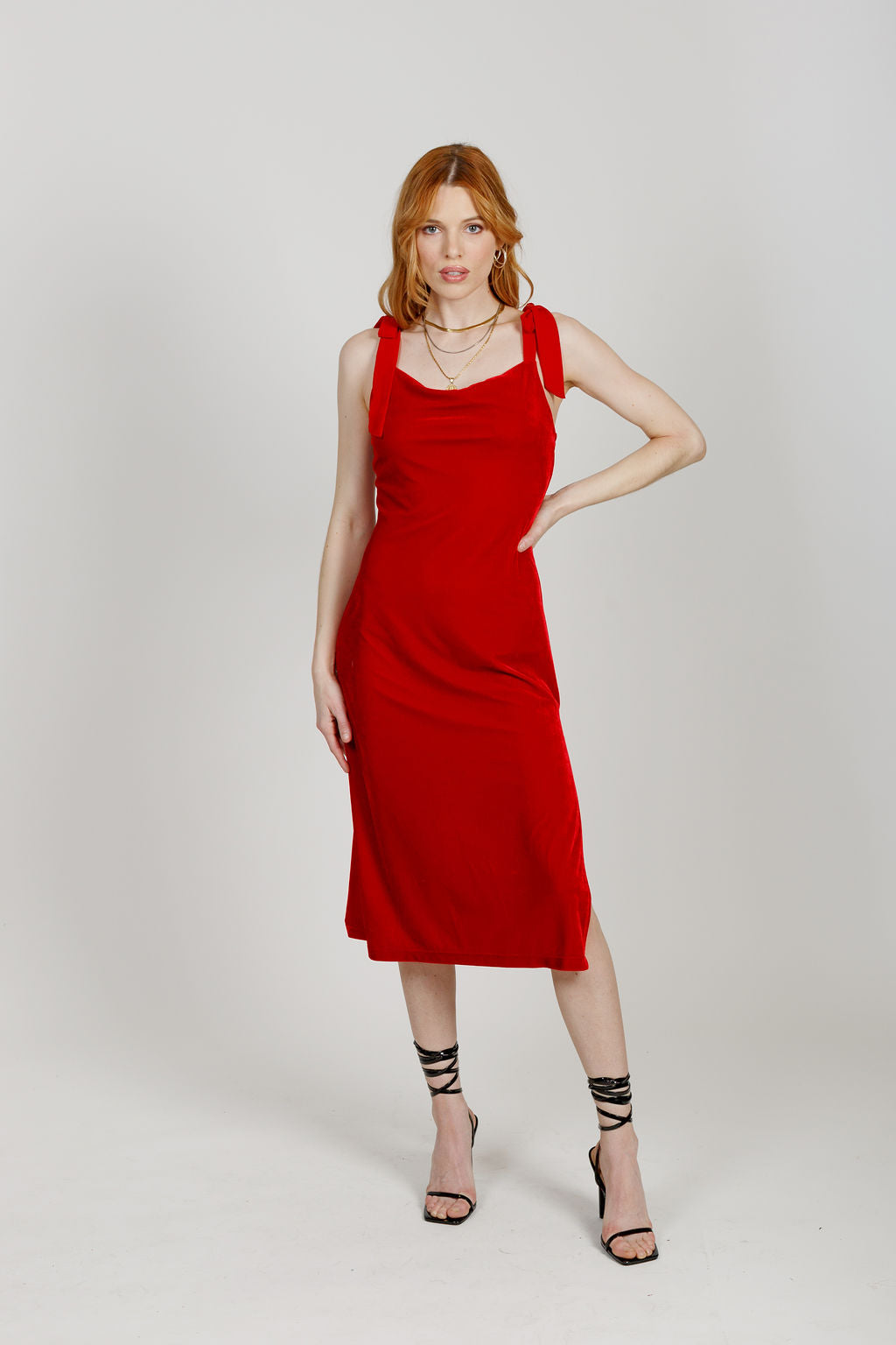 Lorna Red Velvet Midi Dress - band of the free Lorna Red Velvet Midi Dress - band of the free