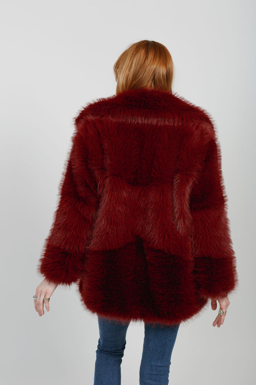 Mercia Burgundy Faux Fur Jacket