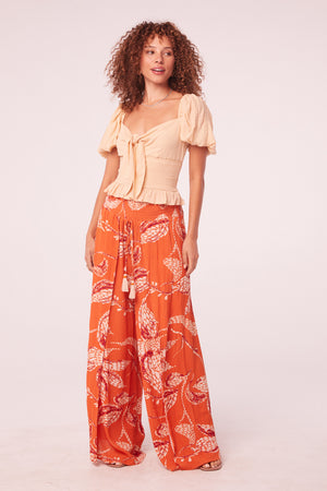 Shi Parchment Smocked Waist Top