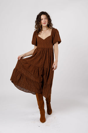 Sierra Walnut Brown Midi Dress