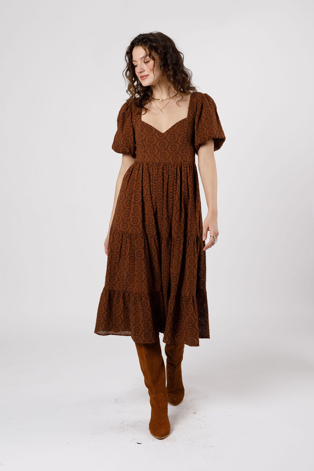 band of the free brown dress Sierra Walnut Brown Midi Dress