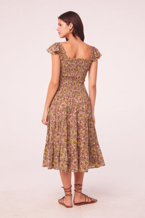 Summer of Love Olive Floral Midi Dress