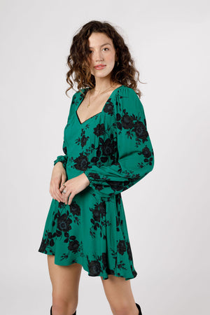 Sweetheart Emerald Floral Mini Dress