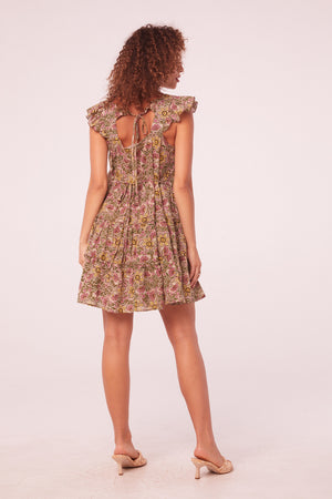 The Haight Olive Floral Mini Dress