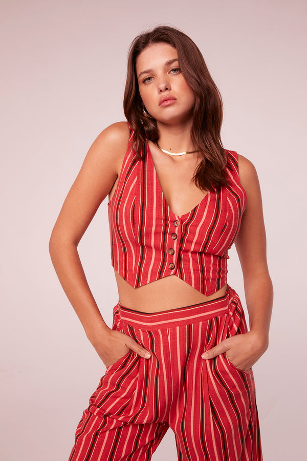 Arya Coral Stripe Vest Top
