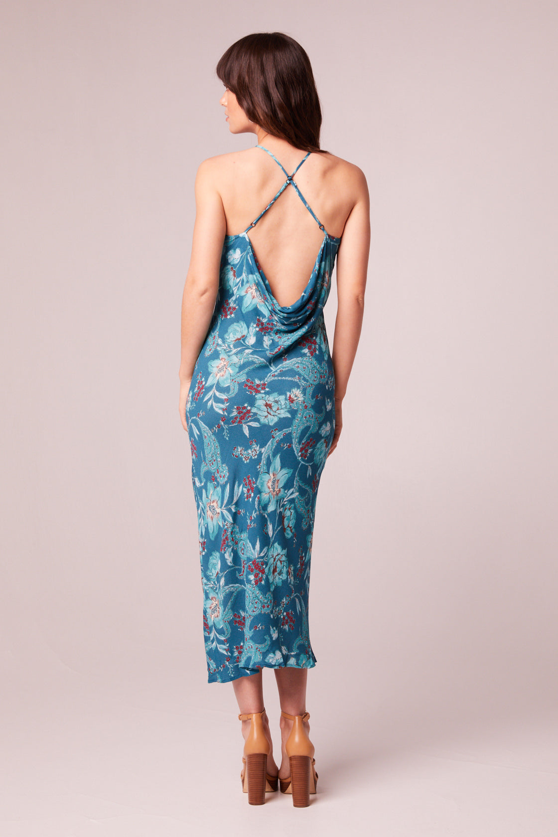 Audette Teal Floral Halter Midi Dress - band of the free Audette Teal Floral Halter Midi Dress - band of the free