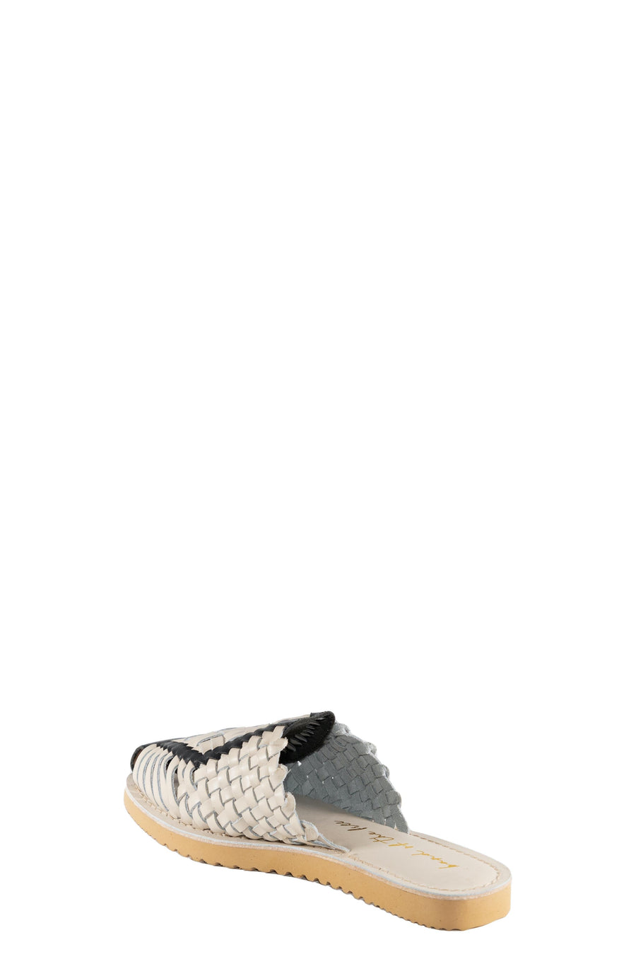 Comet Bone and Black Woven Leather Mule