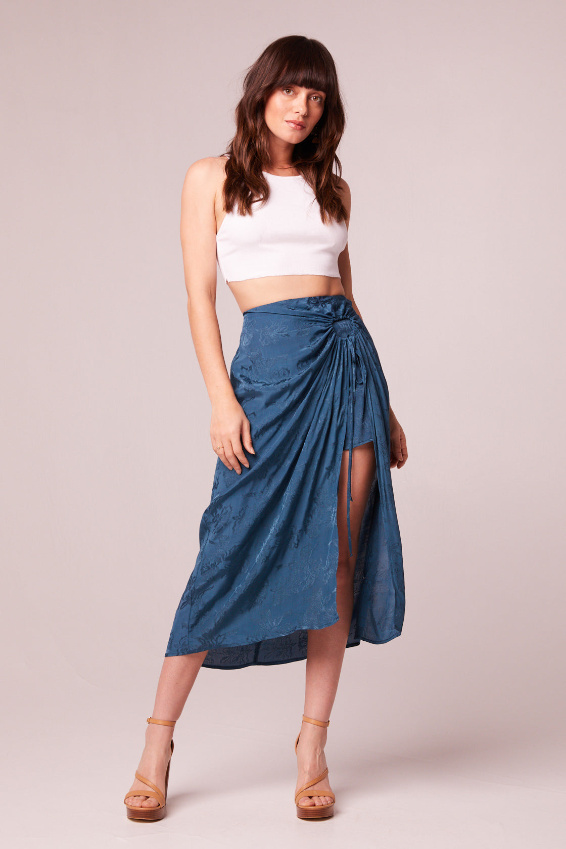 layered net midi skirt