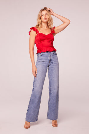 Cherry Bomb Red Quilted Peplum Top