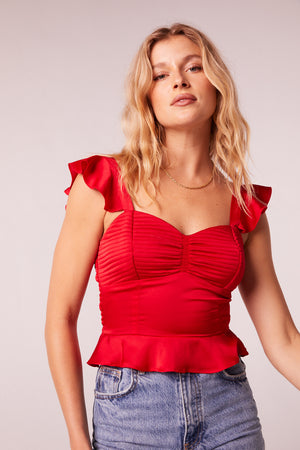 Cherry Bomb Red Quilted Peplum Top