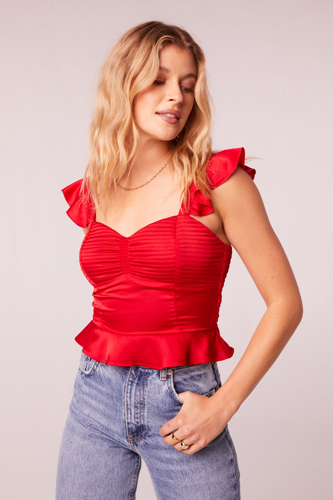 Red Lace Peplum Top