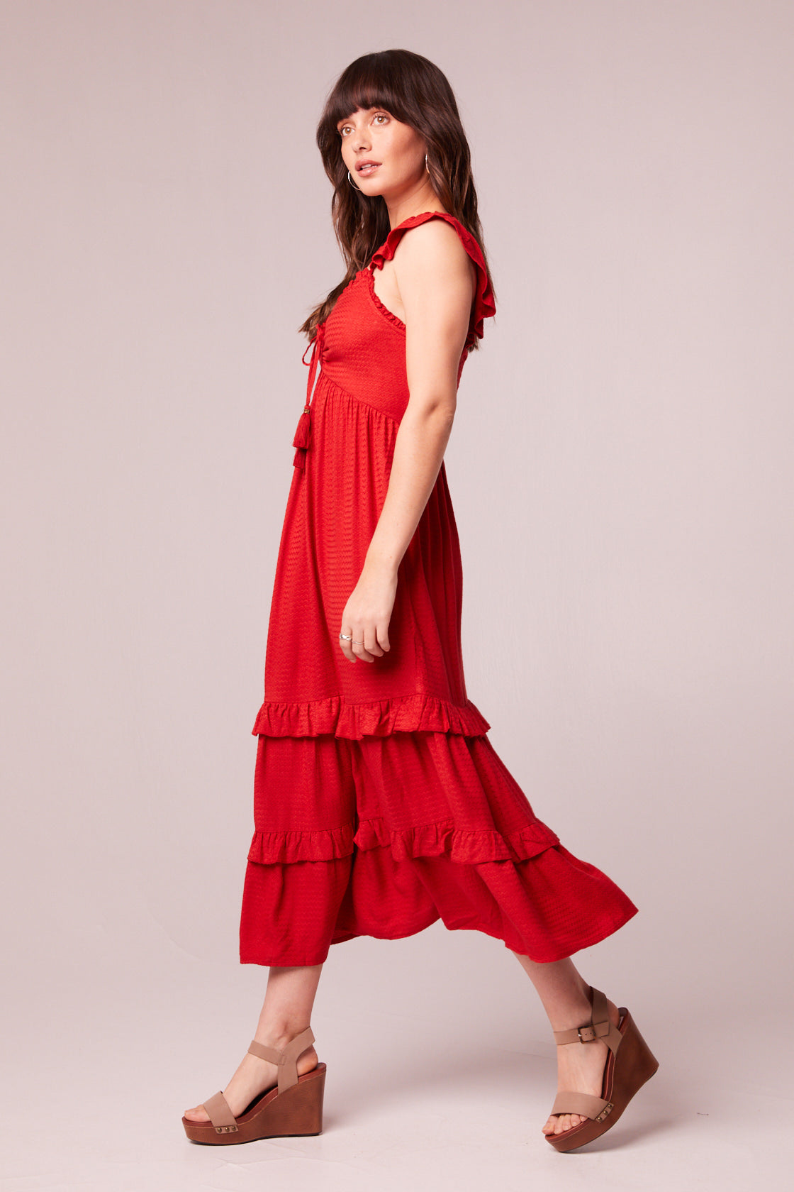 red tiered midi dress Red Tiered Jersey Midi Dress | WHISTLES