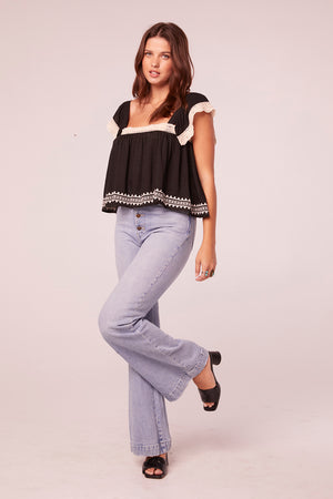 Ela Black Lace Crop Top