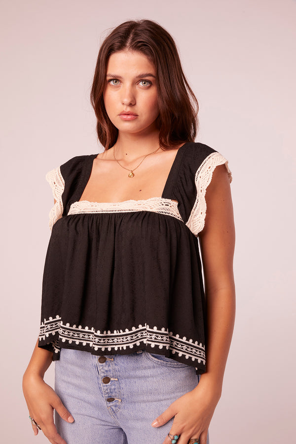 Ela Black Lace Crop Top