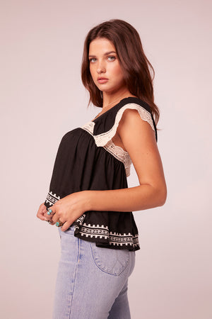Ela Black Lace Crop Top