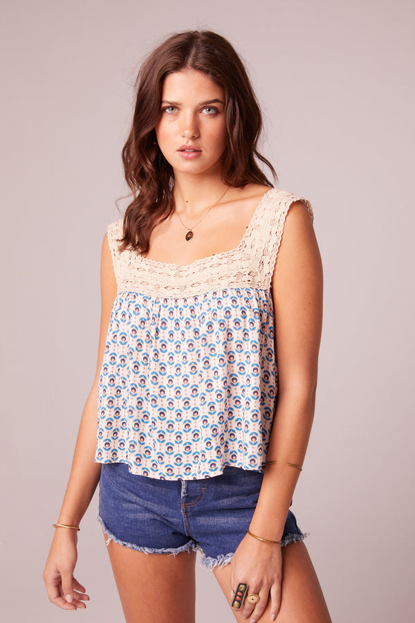 Hotel California Egret Lace Top