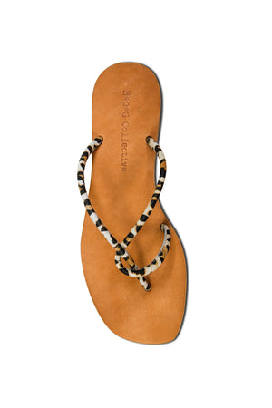 Ibiza Leopard Leather Flip Flop Sandal Top
