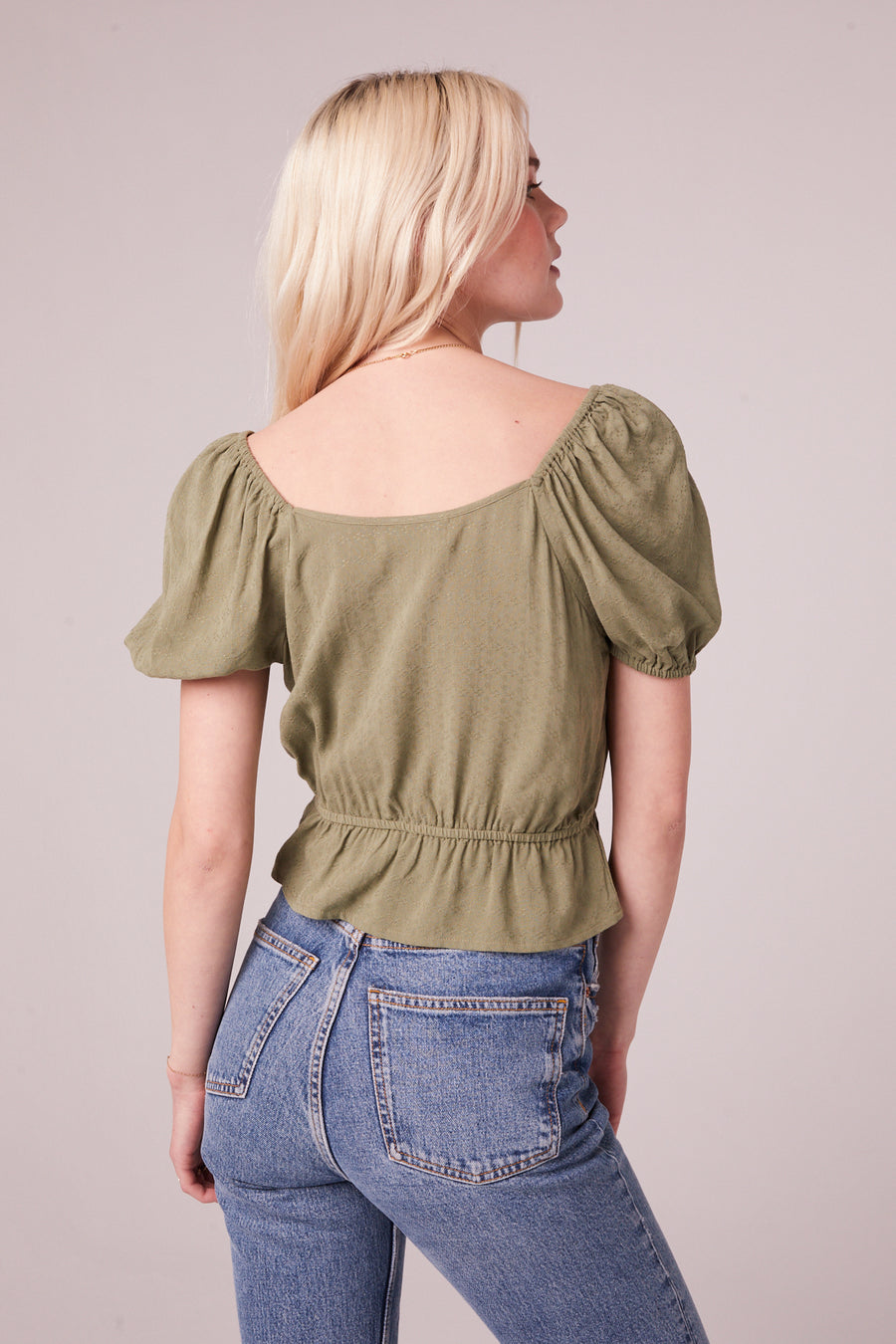 Imola Moss Embroidered Puff Sleeve Top Master