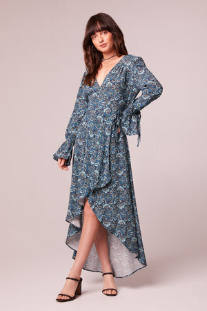 Jewel Teal Floral Wrap Maxi Dress Jewel Teal Floral Wrap Maxi Dress