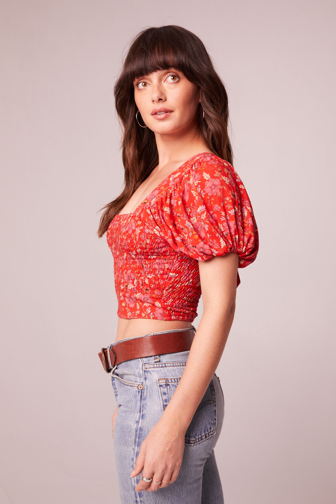 Joelle Crimson Floral Smocked Top - band of the free