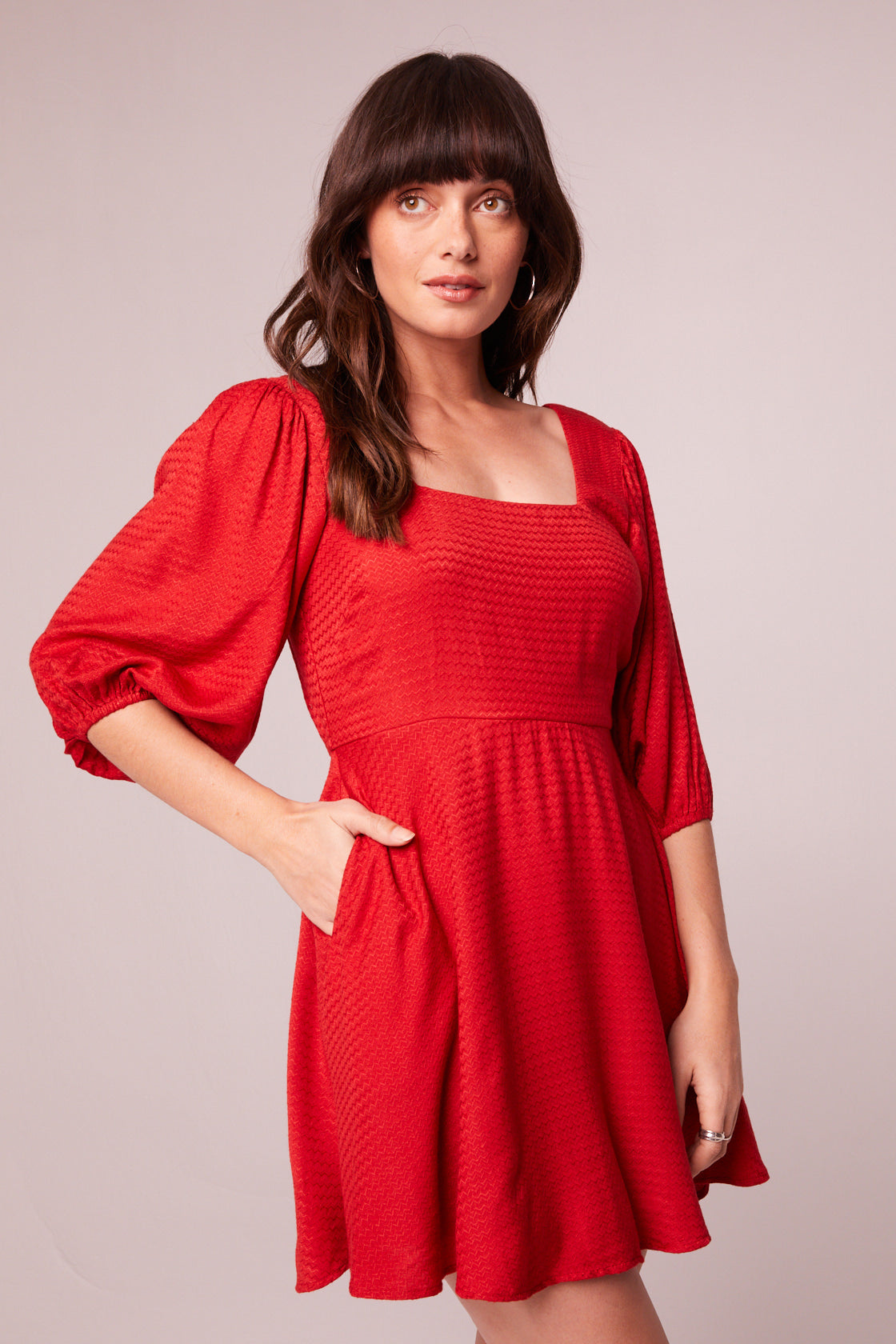 Josette Red Puff Sleeve Mini Dress Josette Red Puff Sleeve Mini Dress