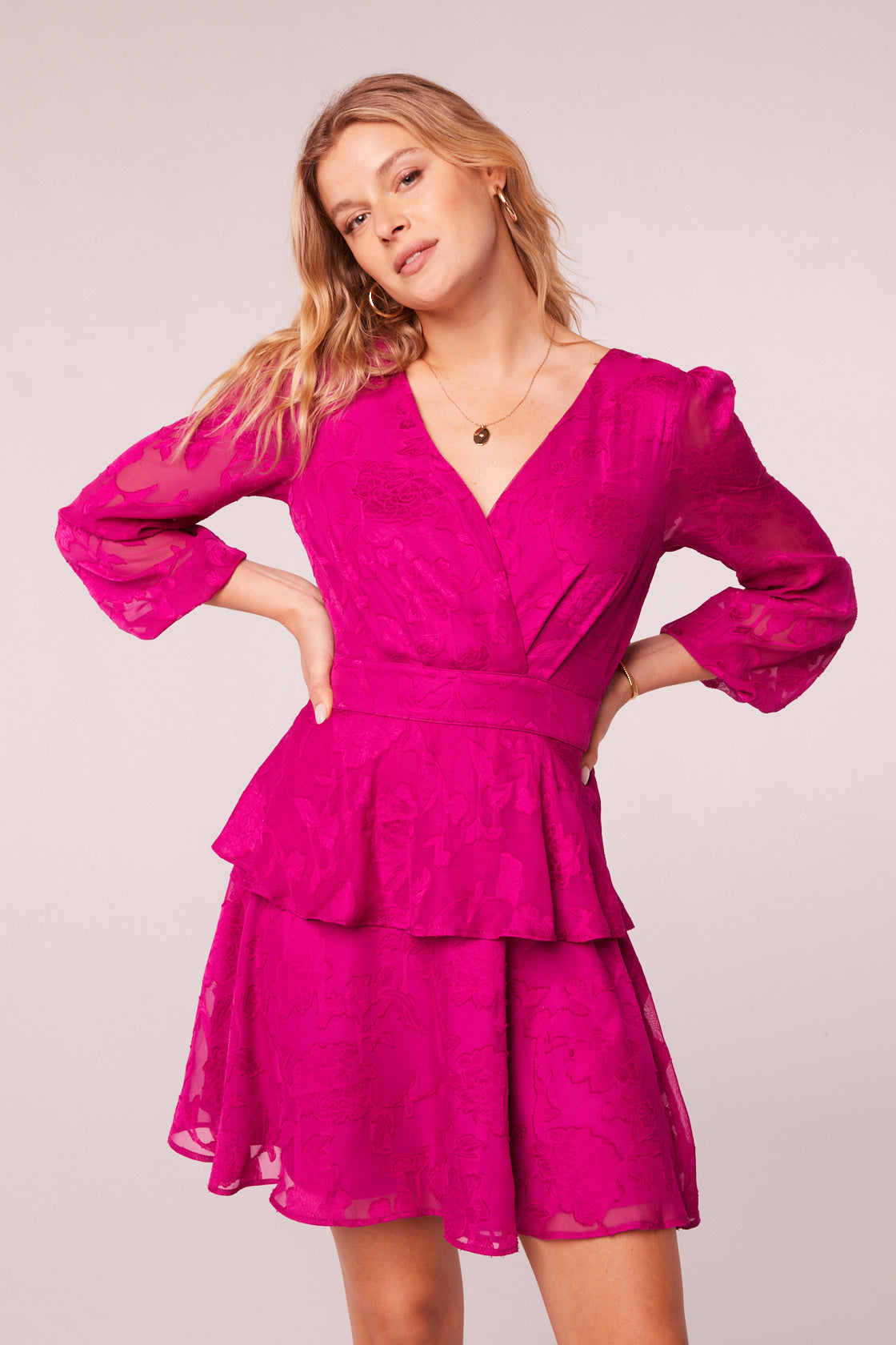 Kiss Me Fuchsia Peplum Mini Dress - band of the free Kiss Me Fuchsia Peplum Mini Dress - band of the free
