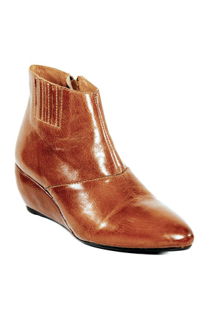 Laurel Tan Leather Wedge Bootie