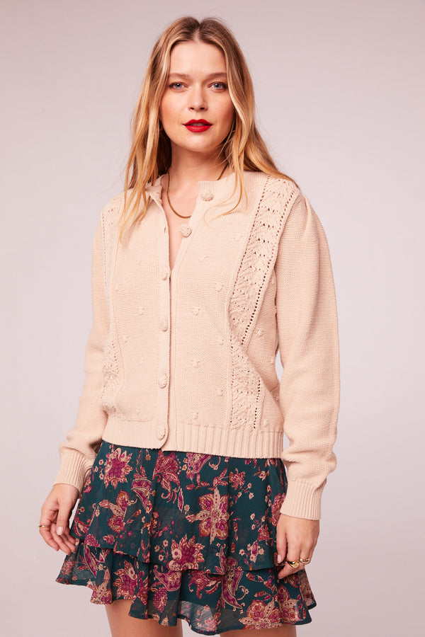 Leliana Cream Novelty Knit Cardigan
