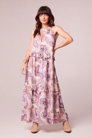 Liliane Purple Paisley Tiered Maxi Dress