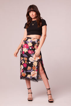 【BAON】Ruati Flower Banding Midi Skirt Lilou_Black_Floral_Lace_Slip_M