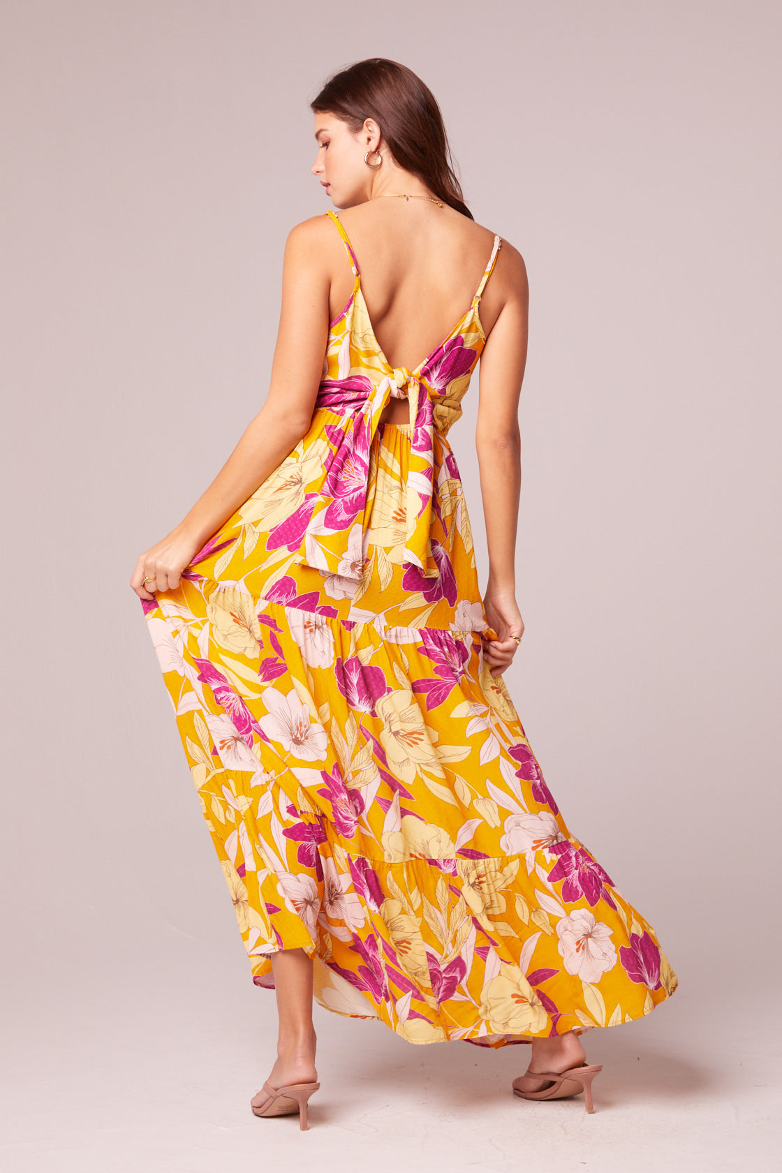 Lovescape Gold Floral Cowl Neck Maxi Dress Lovescape Gold Floral Cowl Neck Maxi Dress