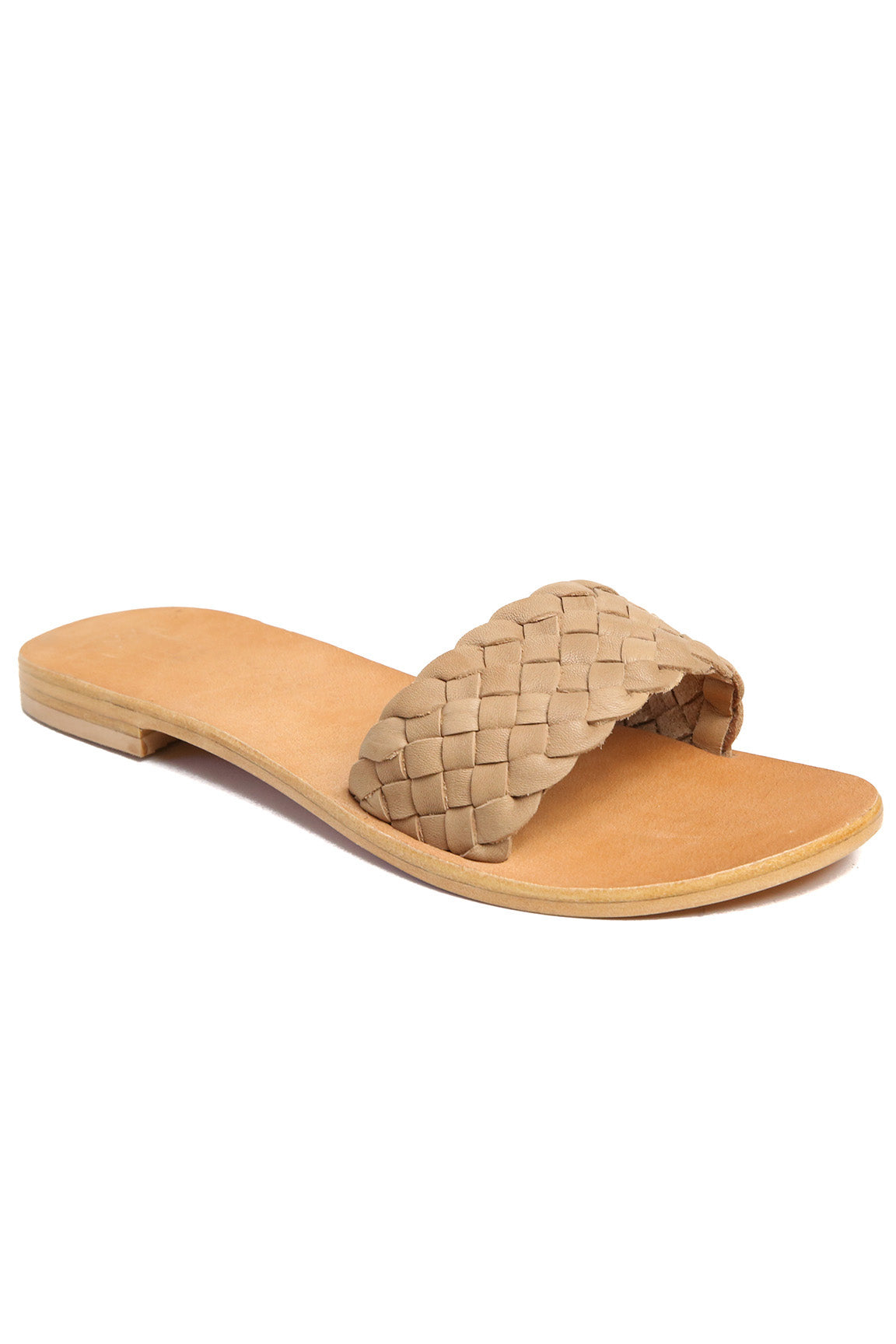 Woven leather slide on sale sandals