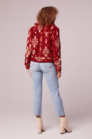 Melrose Garnet Vegan Shearling Printed Jacket Back