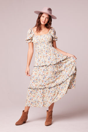 Peonia Cream Ditsy Floral Maxi Dress