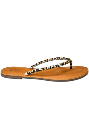 Pipa Leopard Leather Flip Flop Sandal Side