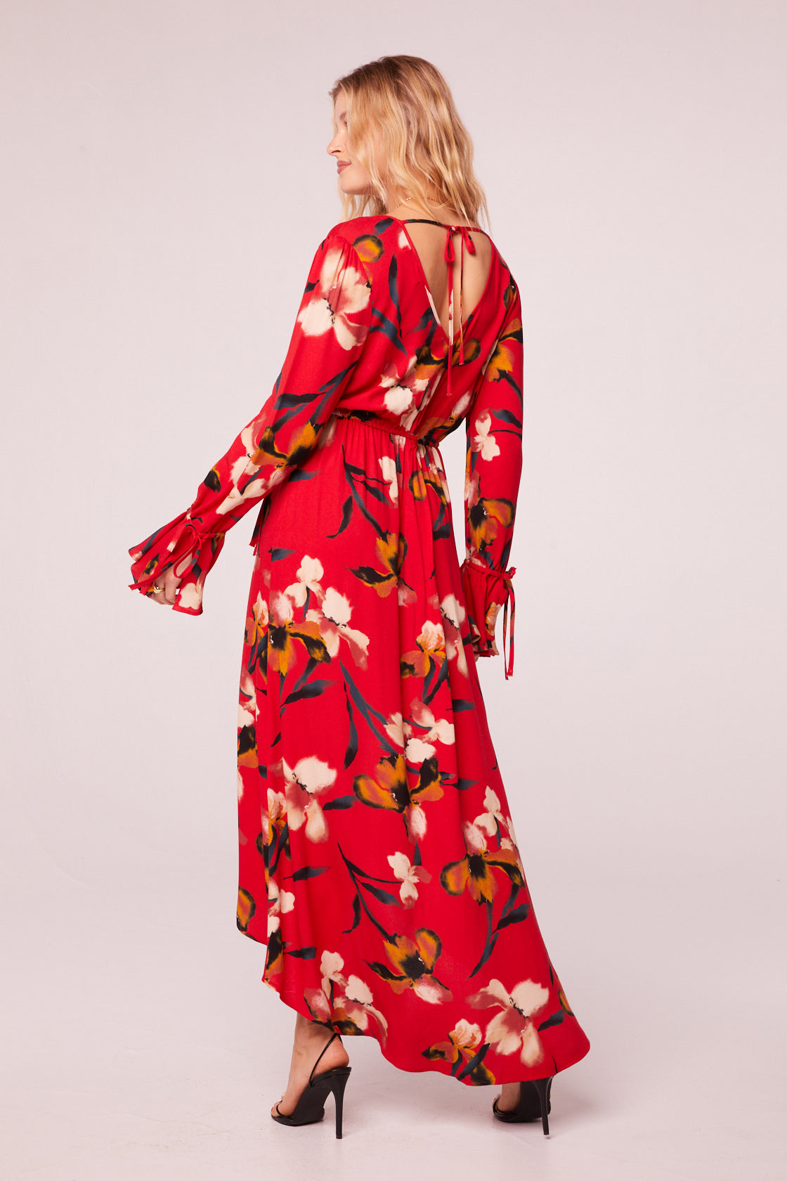Polly Red Floral Wrap Maxi Dress - band of the free Polly Red Floral Wrap Maxi Dress - band of the free