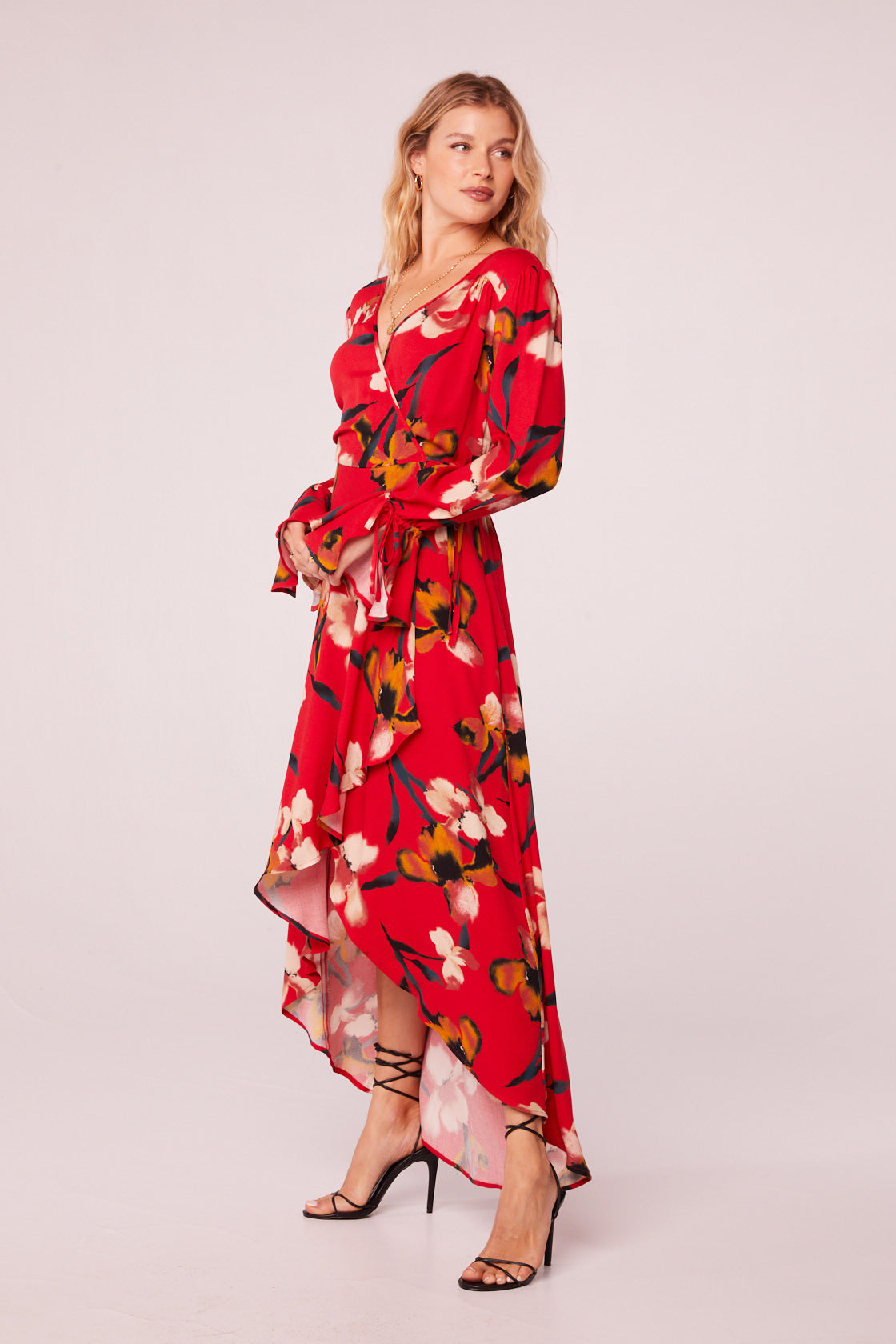 Polly Red Floral Wrap Maxi Dress - band of the free Polly Red Floral Wrap Maxi Dress - band of the free